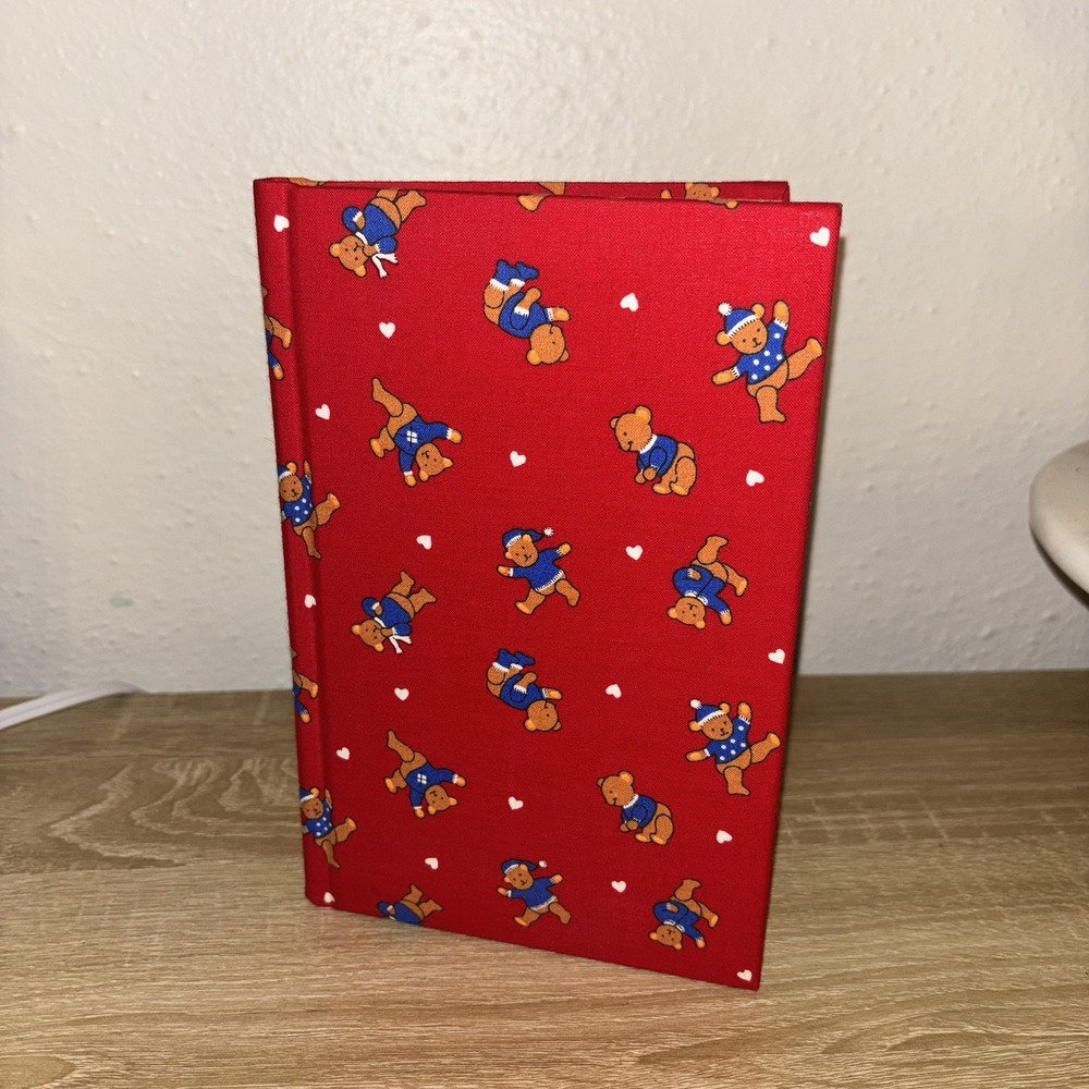 Quillmark Journal Lined Notebook Teddy Bear Fabric Cover Pattern Vintage 90sRare